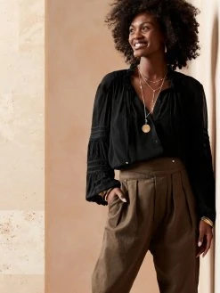 Banana Republic Sale 34 Best deal ๐ Banana Republic Crinkle Balloon-Sleeve Blouse for women ๐ฏ